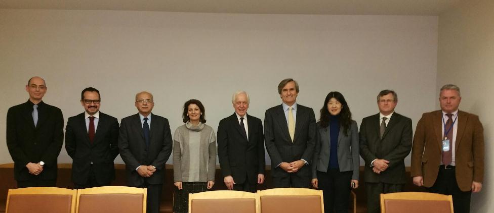 1540 Committee Chair, Ambassador Román Oyarzun Marchesi (fourth from the right), and experts supporting the work of the 1540 Committee, 15 January 2015, New York.